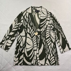Chico's Travelers Button Cardigan Jacket Women's 0 Abstract Lines